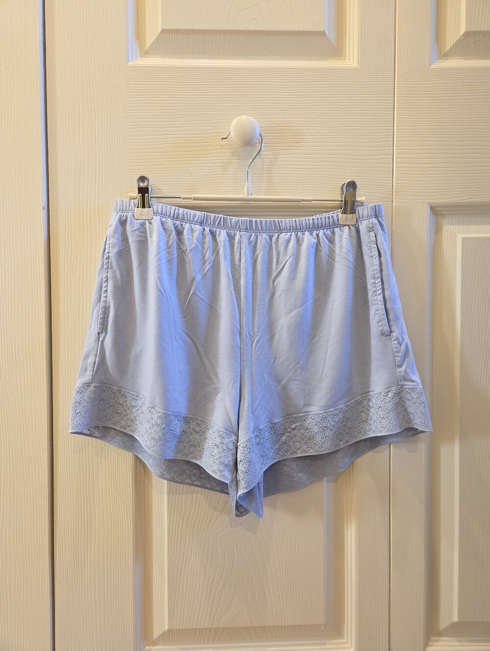 Tommy John Light Blue Lace-Trim Sleep Shorts